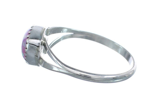 Native American Pink Opal Sterling Silver Ring Size 5 AX126451
